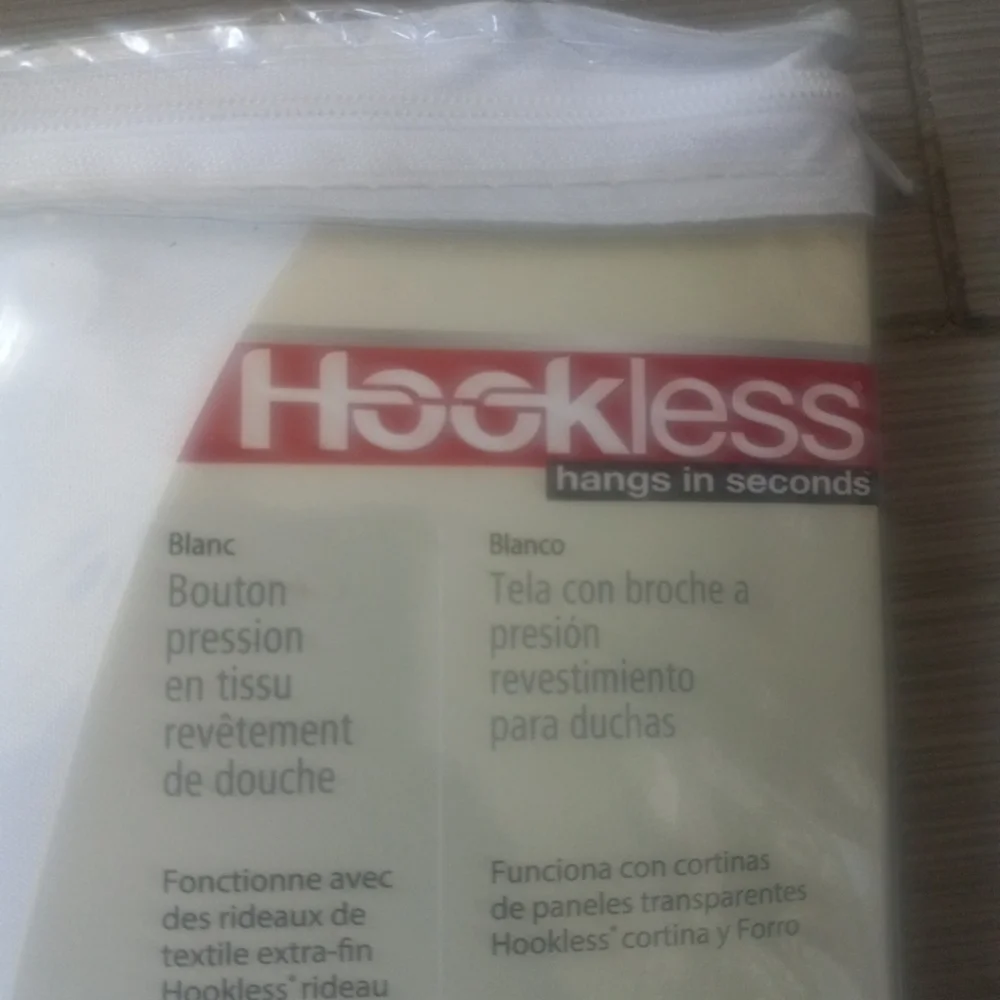 Hookless White Replacement Fabric Liner For Shower Curtain Snap On fits 70” X 54